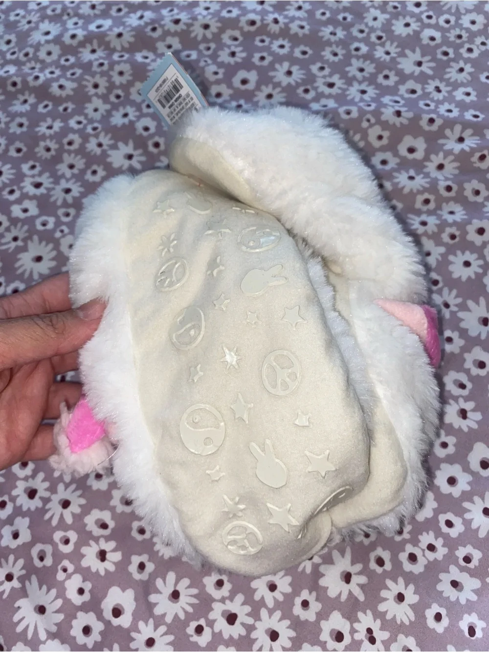 Cat & Jack Kids Snowman Plush Slippers White Pink M/L Shoe 2-5